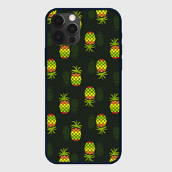 Чехол для iPhone 12 Pro Max Ананасовый паттерн, цвет: 3D-черный