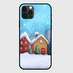 Чехол iPhone 12 Pro Max Домики новогодние