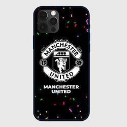 Чехол для iPhone 12 Pro Max Manchester United конфети, цвет: 3D-черный