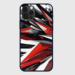 Чехол iPhone 12 Pro Max Чёрно-красно-белая абстракция