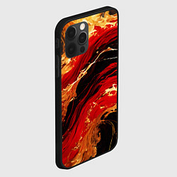 Чехол для iPhone 12 Pro Max Красно-золотые брызги на чёрном фоне, цвет: 3D-черный — фото 2