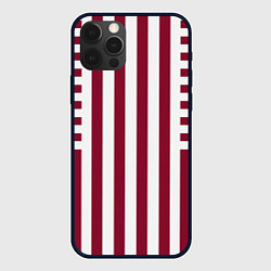 Чехол iPhone 12 Pro Max Бело красный узор в полоску