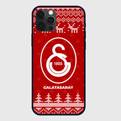 Чехол для iPhone 12 Pro Max Новогодний Galatasaray с оленями, цвет: 3D-черный