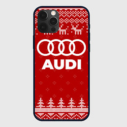 Чехол для iPhone 12 Pro Max Новогодний Audi с оленями, цвет: 3D-черный