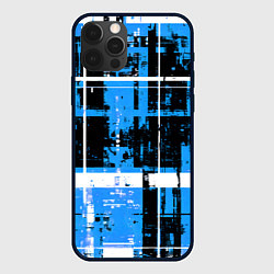 Чехол для iPhone 12 Pro Max Сине-белый гранж на чёрном фоне, цвет: 3D-черный