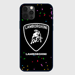 Чехол для iPhone 12 Pro Max Lamborghini конфети, цвет: 3D-черный