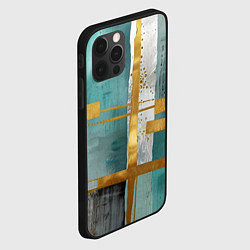 Чехол для iPhone 12 Pro Max Узоры акварелью бирюзового и золотого цвета, цвет: 3D-черный — фото 2