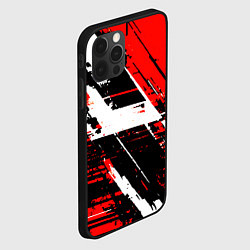 Чехол для iPhone 12 Pro Max Diagonal black and white stripes on a red backgrou, цвет: 3D-черный — фото 2