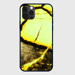 Чехол iPhone 12 Pro Max Трещины на абстрактном жёлтом фоне