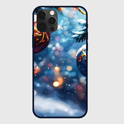 Чехол для iPhone 12 Pro Max Новогодние шары на ветках, цвет: 3D-черный