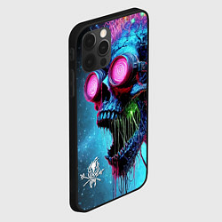 Чехол для iPhone 12 Pro Max Metallica - crazy skeleton with headphones, цвет: 3D-черный — фото 2