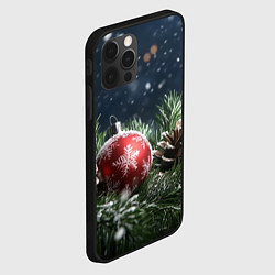 Чехол для iPhone 12 Pro Max Новогодний шар и шишка, цвет: 3D-черный — фото 2