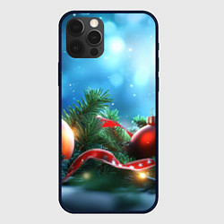 Чехол для iPhone 12 Pro Max Красные игрушки новогодние, цвет: 3D-черный