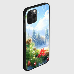 Чехол для iPhone 12 Pro Max Новогодний дневной пейзаж, цвет: 3D-черный — фото 2