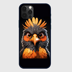 Чехол iPhone 12 Pro Max Яркая птичка на темном фоне