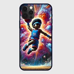 Чехол для iPhone 12 Pro Max Бейсболист и космос, цвет: 3D-черный