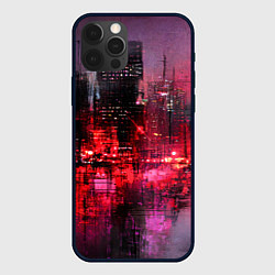 Чехол для iPhone 12 Pro Max Огни города мастихином - нейросеть, цвет: 3D-черный