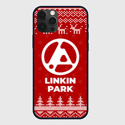 Чехол для iPhone 12 Pro Max Новогодний Linkin Park 2024 с оленями, цвет: 3D-черный