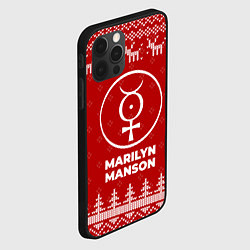 Чехол для iPhone 12 Pro Max Новогодний Marilyn Manson с оленями, цвет: 3D-черный — фото 2