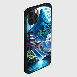 Чехол для iPhone 12 Pro Max Пейзаж Японии и горы, цвет: 3D-черный — фото 2