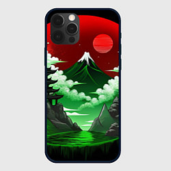 Чехол для iPhone 12 Pro Max Япония красно-зеленая природа, цвет: 3D-черный