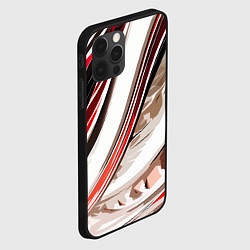 Чехол для iPhone 12 Pro Max Волнистая бело-красная абстракция, цвет: 3D-черный — фото 2