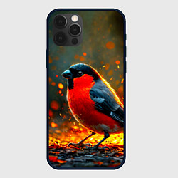Чехол iPhone 12 Pro Max Снегирь в огне