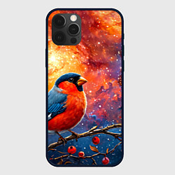 Чехол для iPhone 12 Pro Max Снегирь и космос, цвет: 3D-черный
