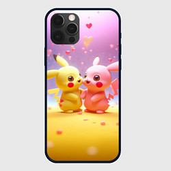 Чехол iPhone 12 Pro Max Желтые и розовый Пикачу