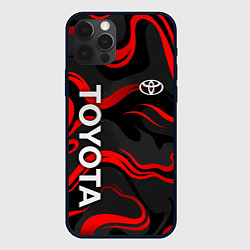 Чехол для iPhone 12 Pro Max Toyota - красные языки пламени, цвет: 3D-черный