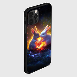 Чехол для iPhone 12 Pro Max Зайчики держат сердечко, цвет: 3D-черный — фото 2