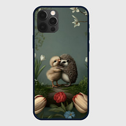Чехол iPhone 12 Pro Max Ежик и цыпленок обнимаются