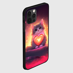 Чехол для iPhone 12 Pro Max Пушистый котик с сердечком, цвет: 3D-черный — фото 2