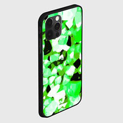 Чехол для iPhone 12 Pro Max Green and white abstraction on a black background, цвет: 3D-черный — фото 2