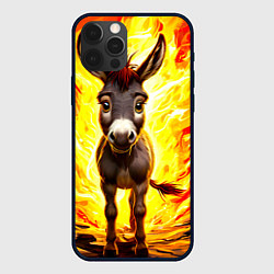 Чехол для iPhone 12 Pro Max Ослик в огне, цвет: 3D-черный