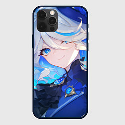 Чехол для iPhone 12 Pro Max Genshin Impact Furina лёгкая улыбка на фоне неба, цвет: 3D-черный
