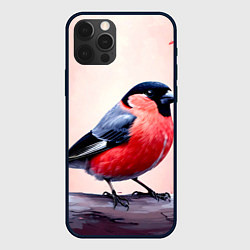 Чехол для iPhone 12 Pro Max Снегирь на розовом, цвет: 3D-черный
