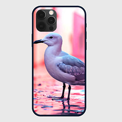 Чехол для iPhone 12 Pro Max Чайка на розовом, цвет: 3D-черный