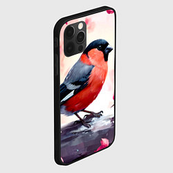 Чехол для iPhone 12 Pro Max Снегирь в цветах, цвет: 3D-черный — фото 2