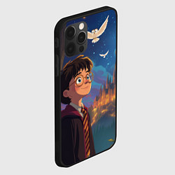 Чехол для iPhone 12 Pro Max Удивленный Гарри Поттер и сова, цвет: 3D-черный — фото 2