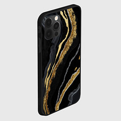 Чехол для iPhone 12 Pro Max Узоры черного мрамора с золотом, цвет: 3D-черный — фото 2