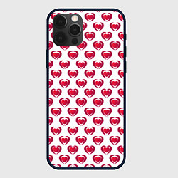 Чехол для iPhone 12 Pro Max Сердечки двойные, цвет: 3D-черный