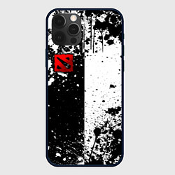 Чехол для iPhone 12 Pro Max Дота 2 - белые брызги, цвет: 3D-черный