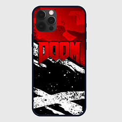 Чехол для iPhone 12 Pro Max Дум - белый и красный, цвет: 3D-черный