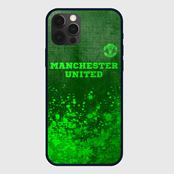 Чехол для iPhone 12 Pro Max Manchester United - green gradient посередине, цвет: 3D-черный