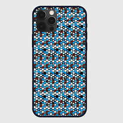 Чехол iPhone 12 Pro Max Киберпанк шестиугольники синие