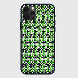 Чехол для iPhone 12 Pro Max Киберпанк шестиугольники зелёные, цвет: 3D-черный