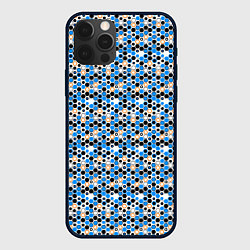 Чехол для iPhone 12 Pro Max Киберпанк шестиугольники синие, цвет: 3D-черный