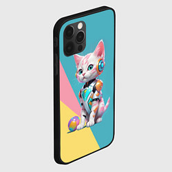 Чехол для iPhone 12 Pro Max Кибер котёнок с мячиком - милашка, цвет: 3D-черный — фото 2