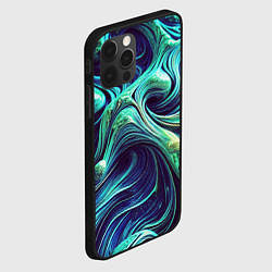 Чехол для iPhone 12 Pro Max Мерцающие зеленый потеки краски, цвет: 3D-черный — фото 2